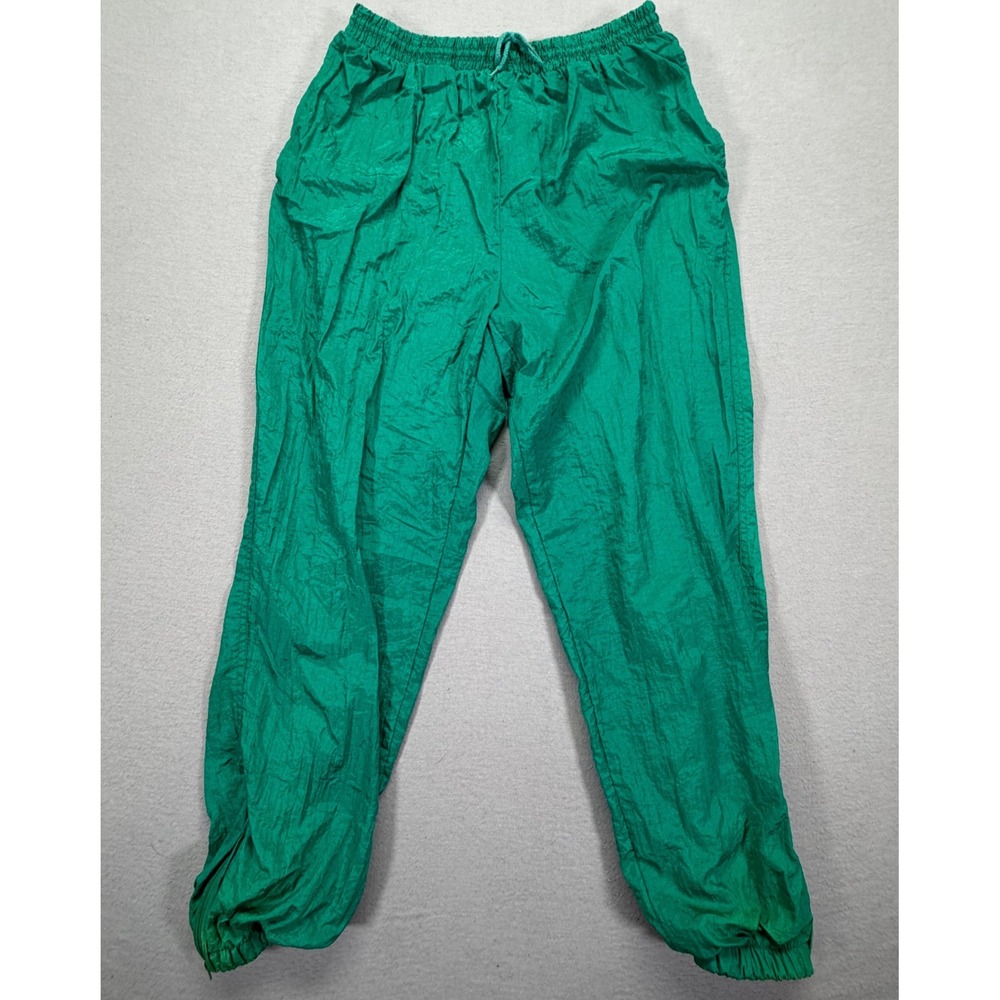 Clipper Bay Mens Track Pants‎ Regular Green Vintage Nylon Windbreaker Large